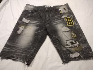 Men's Born Fly Black denim shorts size 40 Anytown Ripped Distressed